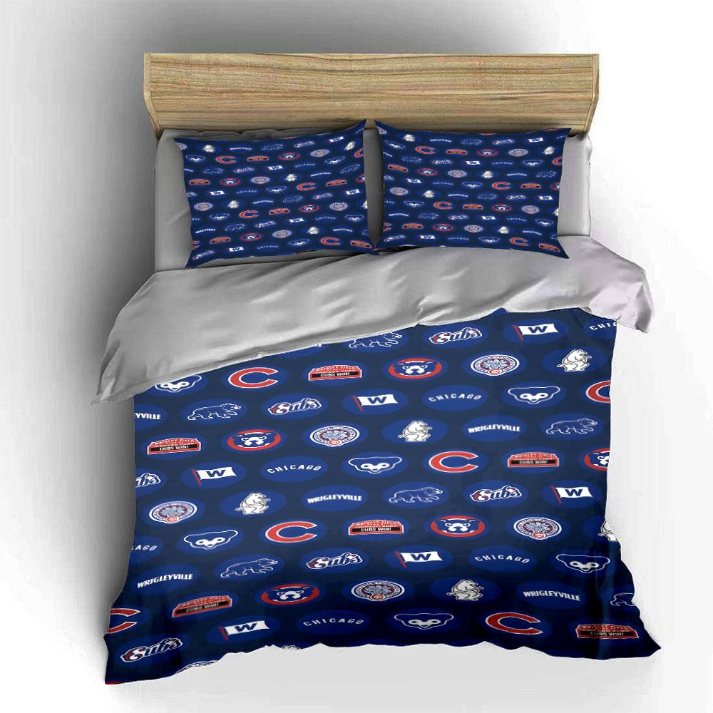 "Chicago Cubs Baseball Themed Bedding Set" Print Bedding Set Duvet Cover Pillowcases (1* Duvet Cover 2* Pillowcases Do Not Include Comforter)