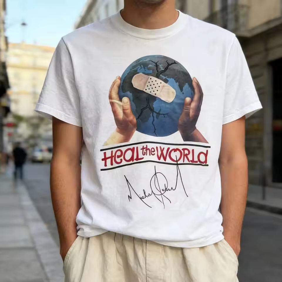 New Arrival Heal The World 2026 New Michael Jackson Album Cover Unisex Short Sleeve Men Tshirts Tee Adult T Shirts Fan Gifts
