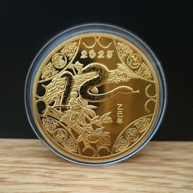 2025 Year Of The Snake Commemorative Coins Chinese Zodiac Medals 3D Relief Coins Collectibles Year Coins