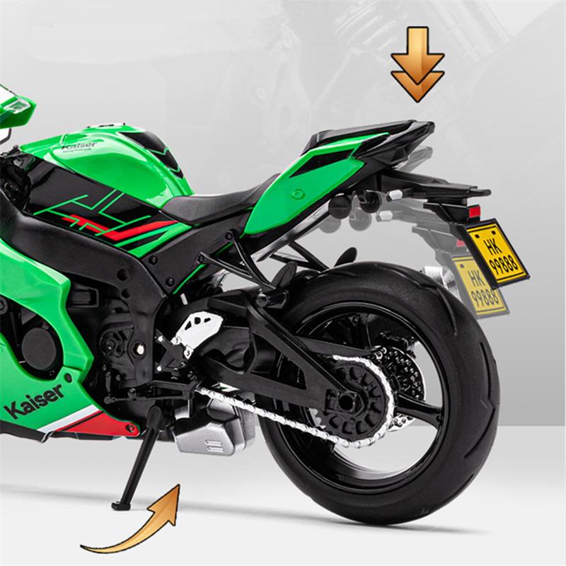 1/12 Kawasaki Ninja ZX-10R Heavy Locomoti Alloy Motorcycle Model Cross-country Racing Motorcycle Model Sound Light Kids Toy Gift