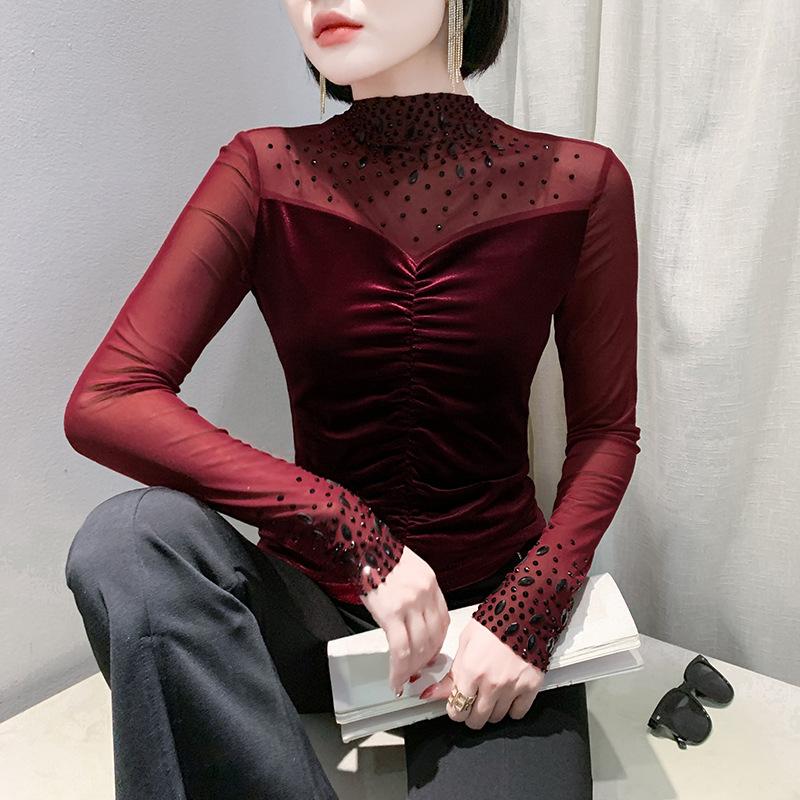 Нижняя рубашка женская зимняя новая полуводолазка с длинными рукавами футболка облегающий топ