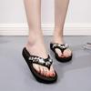 Women's Summer Platform Rhinestone Beach Slippers: Stylish, Soft-Soled High-Heeled Flip-Flops for a Fashionable Holiday.
