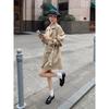 Khaki Trench Coat for Women's Petite Autumn New Style French Retro Temperament Double-breasted Coat