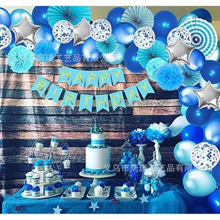 Guirlande - Anniversaire - Bleu - Décoration De Fête - A Suspendre - Mixte