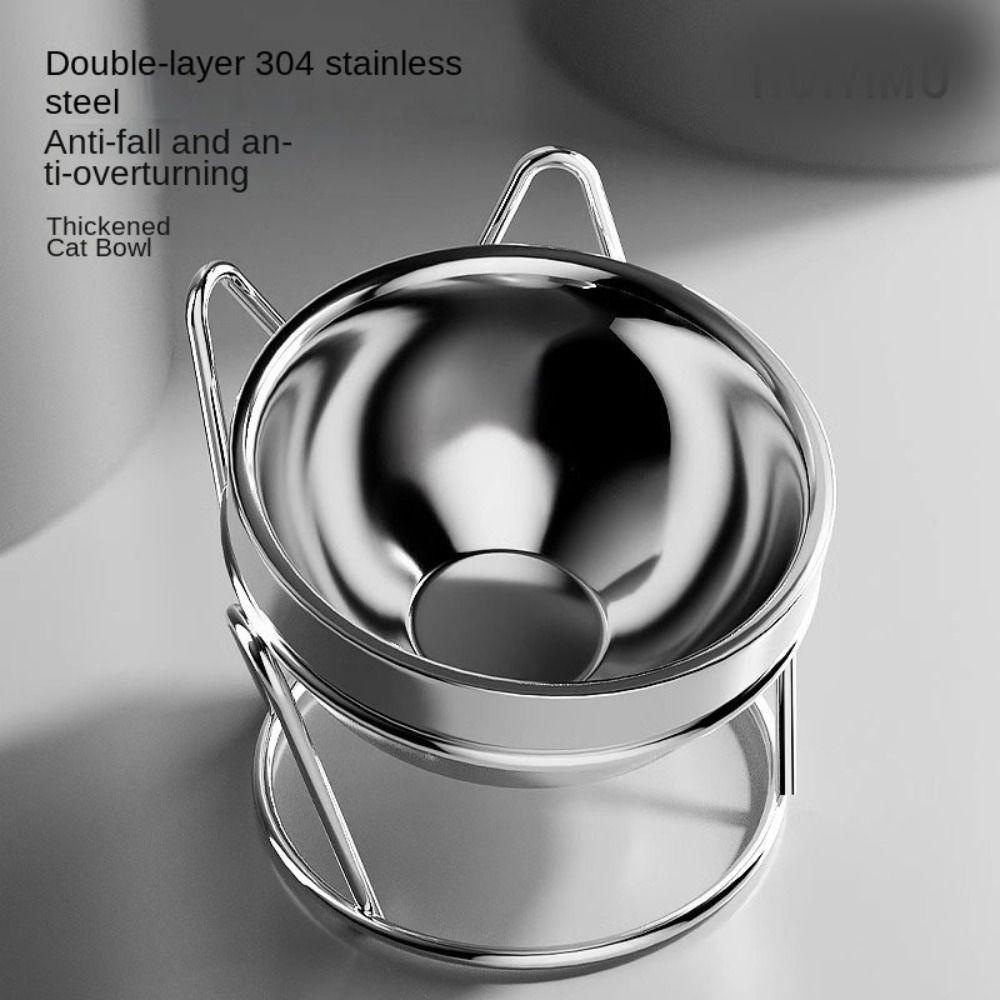 Защита шеи для питомца Нержавеющая сталь Миска для кошки на высокой ножке с подставкой Миска для воды для кошки Поилка Наклонная миска с наклоном 16 градусов