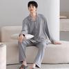 Waffle Pajamas Men'S Pure Cotton Spring And Autumn Long-Sleeved Trousers Can Be Worn Outside Large-Size Men'S Loungewear Suit