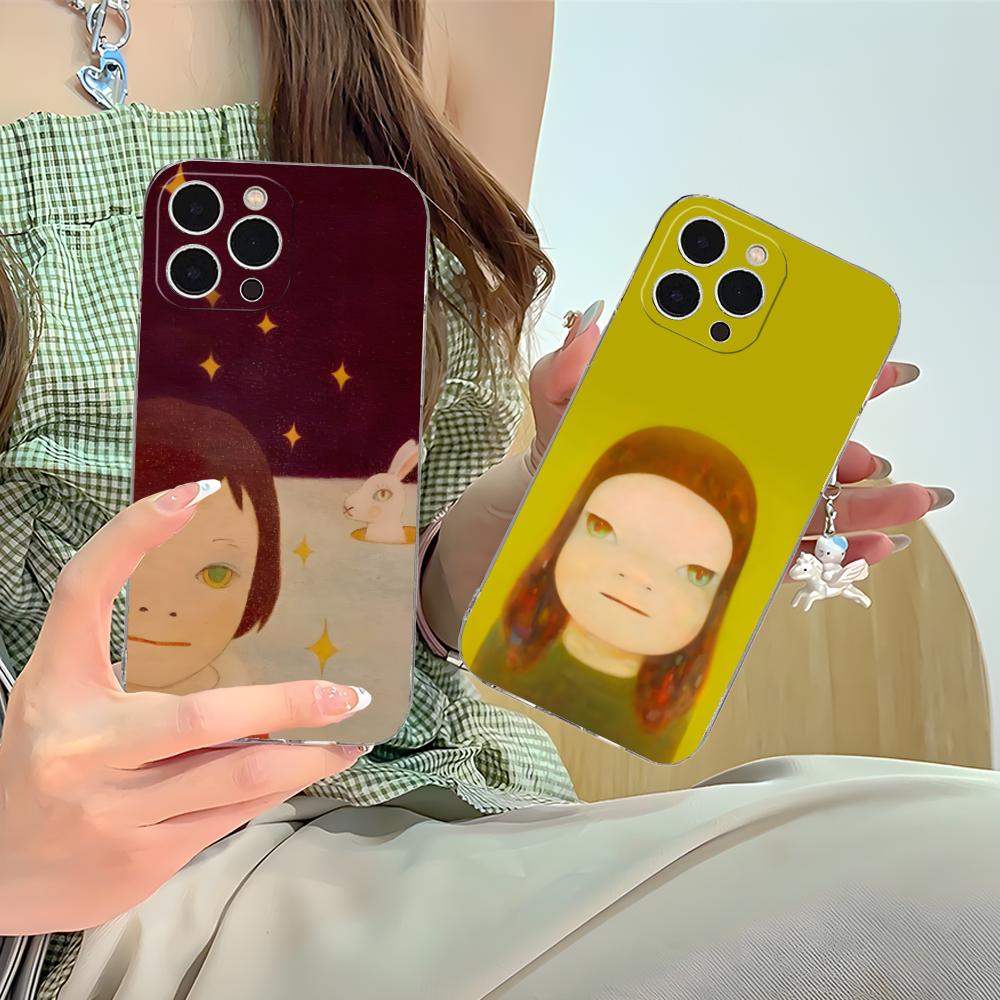 Аниме Чехол для телефона Yoshitomo Nara для iPhone 17 16 15 14 13 12 11 X XR XS Air Pro Max Plus Mini Прозрачный Цветной Чехол Роскошный Красивый