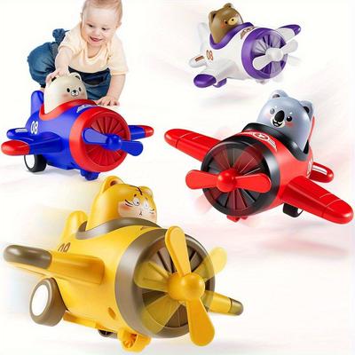 Детская игрушка-нажми и лети для детей 1-3 лет, красочный самолет-животное с мощной катушкой, прочная пластиковая развивающая игрушка для моторики, рождественский подарок на день рождения