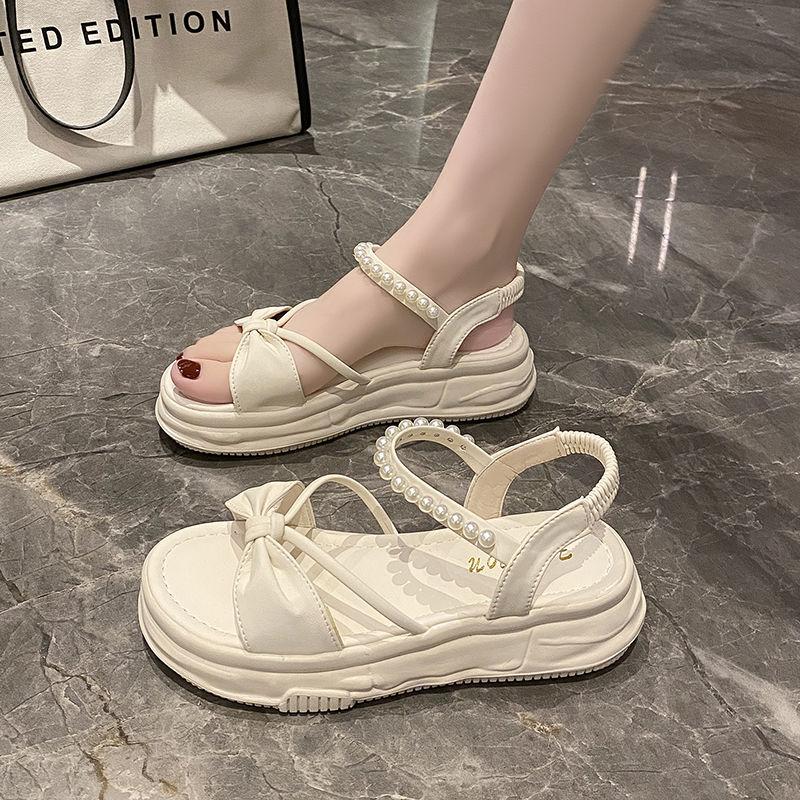 Fashion Women's Sandals Outdoor Roman Style Pearl Ladies Shoes Platform Anti Slip Hot 2025 Luxury Original Summer Comfortable on Offer