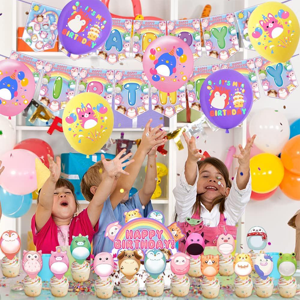 37 Pcs Squish Mallows Party Decorations Include Cake Toppers Banner Balloon