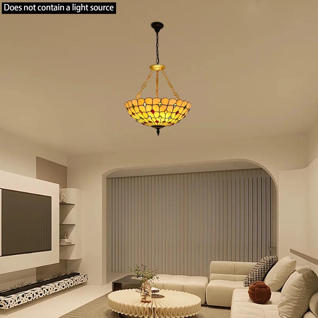 Потолочная люстра в стиле Тиффани, 20 дюймов, витражный подвесной светильник с дизайном павлина, комнатный подвесной светильник, патрон E26