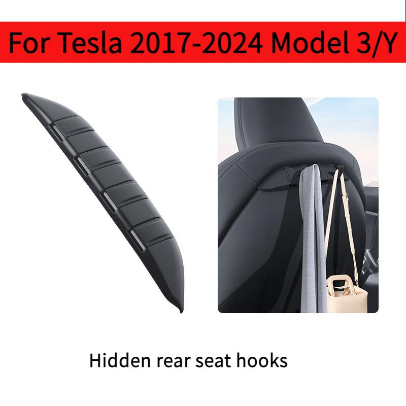 For Tesla 2017-2024 Model 3 Y Car Seat Hidden Hooks Purse Bag Hanger Back Seater Headrest Bracket Hanger Car Accessories