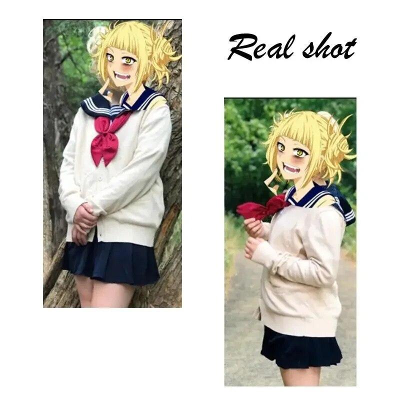 Аниме My Hero Academy Косплей Костюм Boku No Hero Academia Himiko Toga JK Униформа Свитер Парик Костюмы на Хэллоуин для женщин