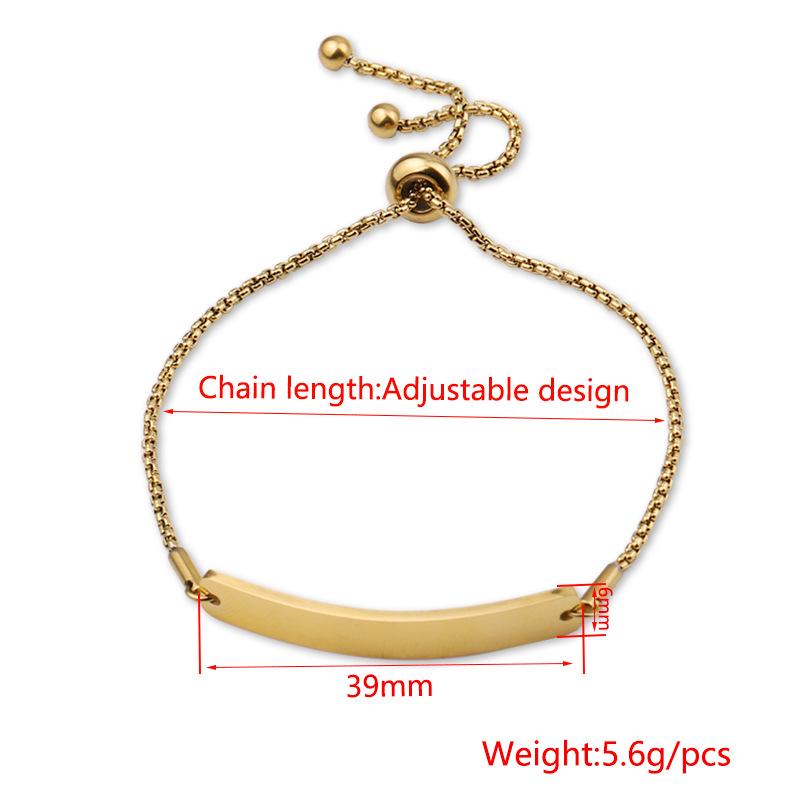 Available: Women's Adjustable Engravable Bracelet - Stainless Steel, Mirror-Polished, Curved Long Bar Design, Noble Temperament.