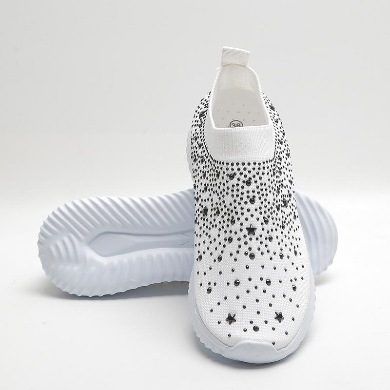 2025 новые легкие и дышащие повседневные женские кроссовки со стразами и сеткой, спортивные кроссовки с одной педалью, ленивые кроссовки
