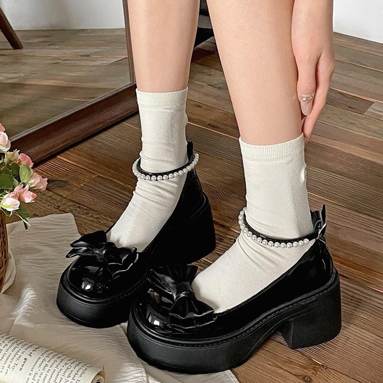 French Retro Round Head Thick Heel Platform Small Leather Shoes Women's 2025 New Spring and Autumn with Skirt Versatile Mary Jane Single Shoes