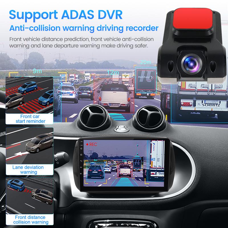 Car Android Navigator USB HD 720P 170° DVR Driving Recorder Media Comes with ADAS Driving Assistance Function Recorder Night