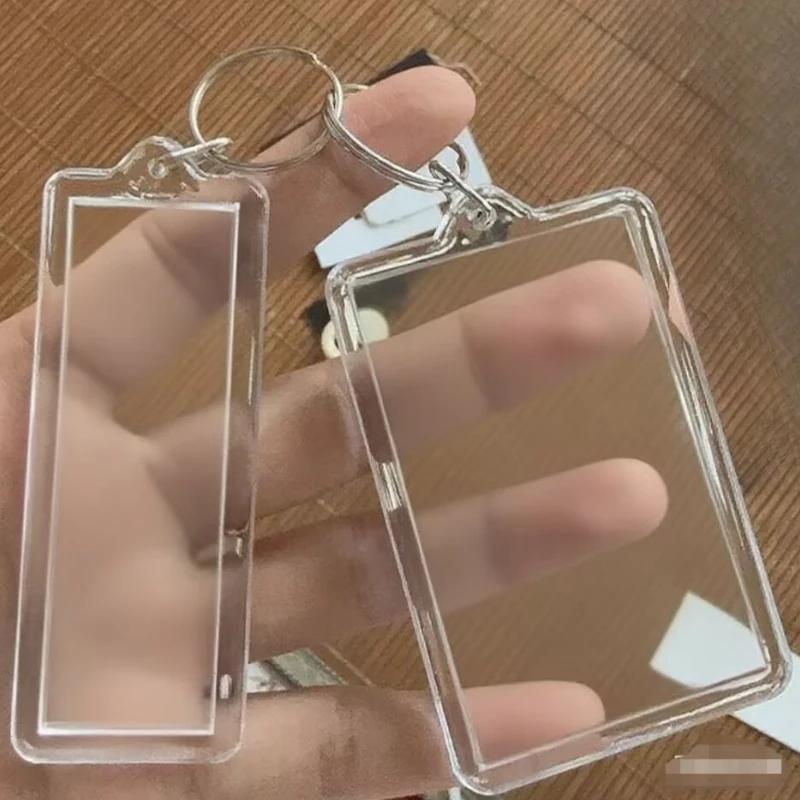 5/50pcs 2025 New Acrylic Transparent Blank Inlaid Photo Keychains Photo Frame Keychain Holder DIY Split Keychain Gift