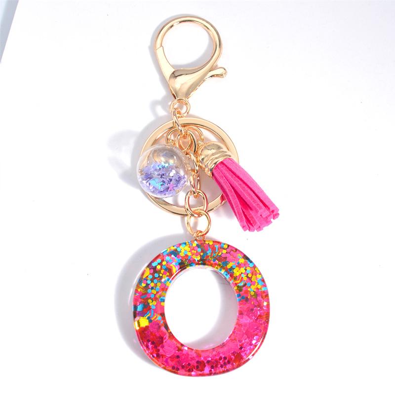 1 шт. брелок с блестками и кисточками в виде буквы, рождественский цвет, новый розовый красный брелок для ключей, автомобильный подарок