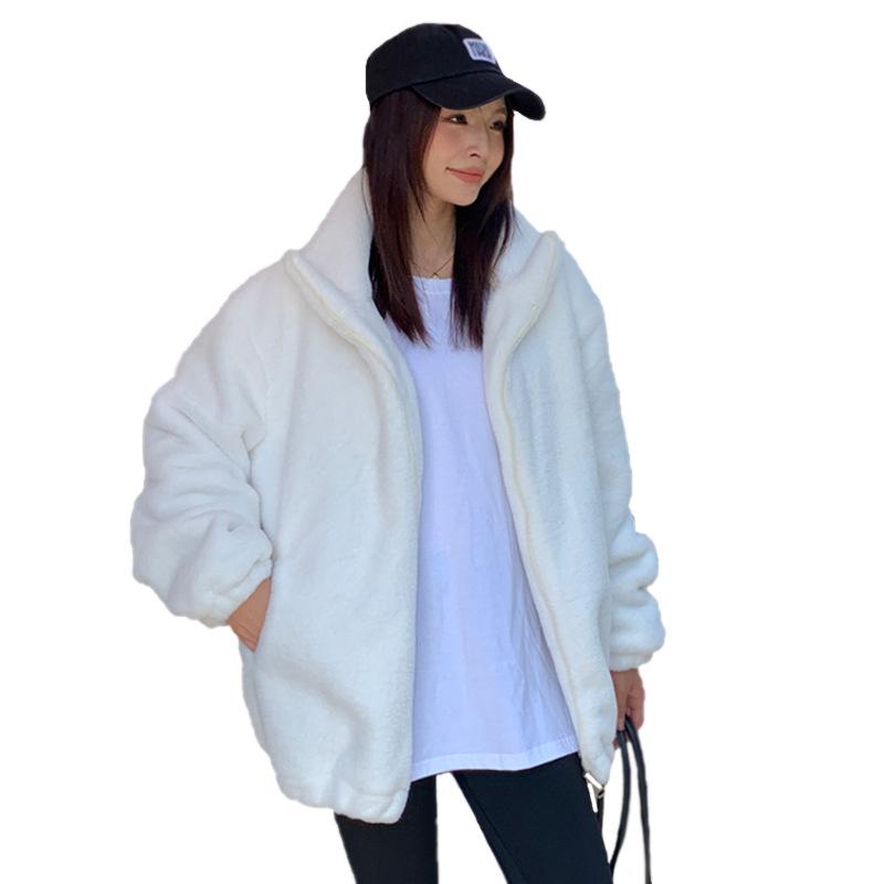 Imitation fur Rabbit fur Casual wind Loose fluffy jacket Loose plush thick spring and autumn environmentally friendly fur