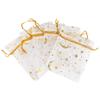 50Pcs Moon Star Drawstring Organza Bags Ramadan Decoration Eid Mubarak Gift Packaging Charm Jewelry Pouch Wedding Party Supplies