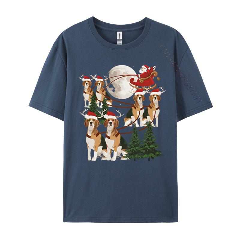 Green And White Graphic T Shirt Beagle Reindeer Christmas Dog Riding Tshirt Black Tops Shirt Fitted Cotton Student T Shirts
