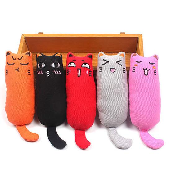 5Pcs Cat Chew Toy Boredom Stress Relief Pet Interactive Catnip Toy Calming Plush Cat Doll Animal Teething Cleaning Toy Pet Supplies