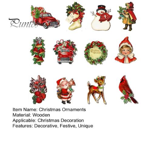 12/24 шт. Рождественские украшения, деревянные елочные подвесные украшения, праздничный чулок, автомобиль, Санта-олень, подвеска для домашних вечеринок