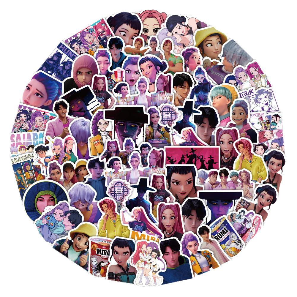 104 Охотник на ведьм K-pop Двумерная мультяшная анимация Граффити наклейка Наклейка на стакан для воды