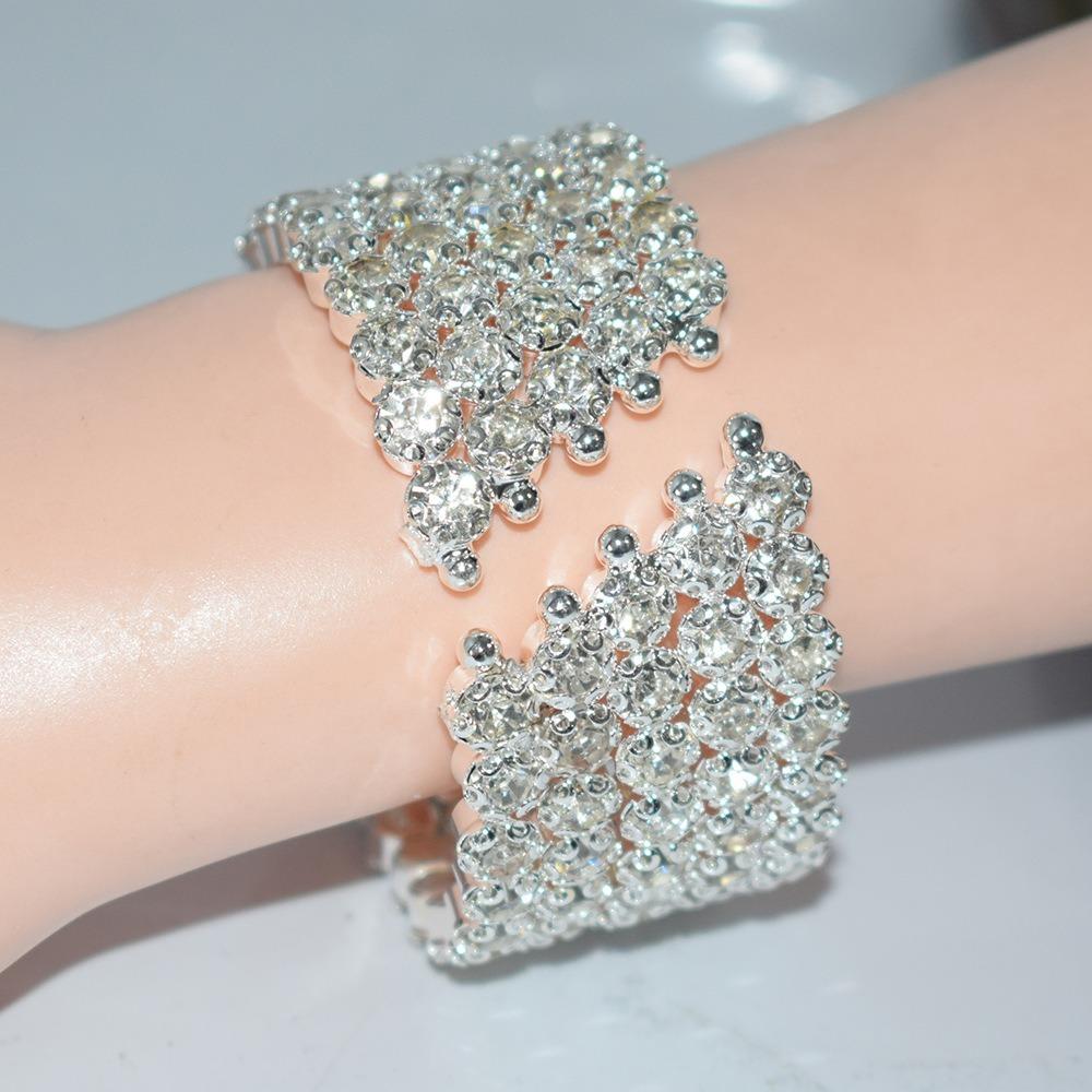 Хрустальные стразы Рука Браслет на запястье Кольцо Пять рядов Браслеты Мода Хрустальные браслеты Женщины