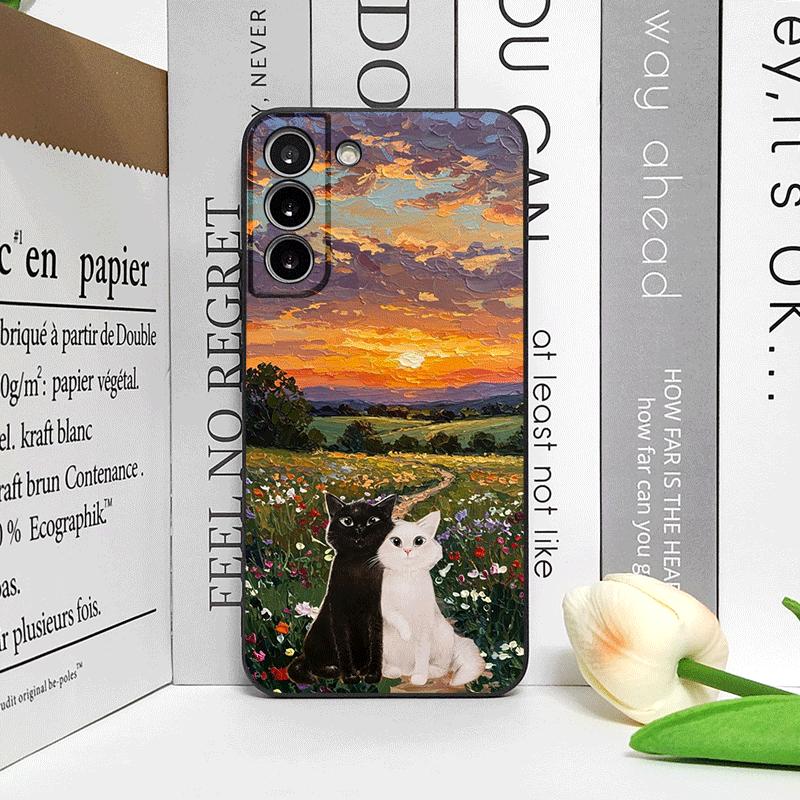 Забавный Милый Кот Мультяшный Узор Чехол для Телефона для OPPO Realme 14 Pro Plus 13+ 12 Lite 11 10 9 X7 PRO Ultra 5G Ударопрочная Задняя Крышка