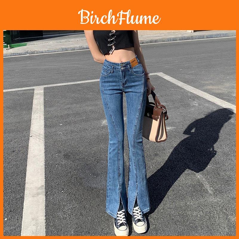 Classic Denim Jeans For Women High Waist Slim Fit With Stretch And Open Crotch For Casual Wear