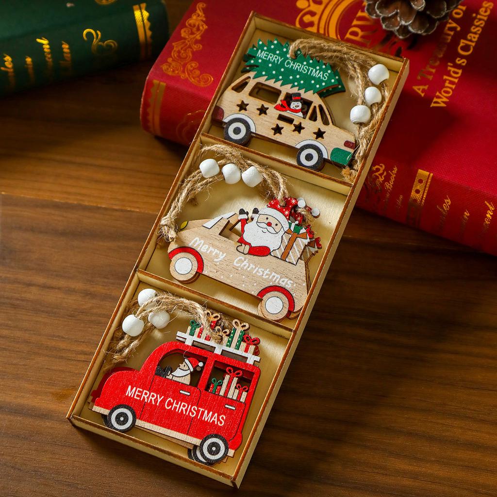 Деревянная рождественская подвеска, рождественская елка, рождественский подарок, деревянная коробка, изящные подвесные рождественские украшения