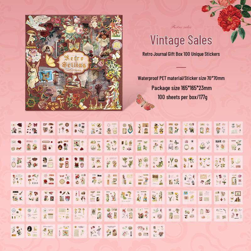 Retro Gift Box Stickers: Creative DIY PET Journal Stickers for Kids