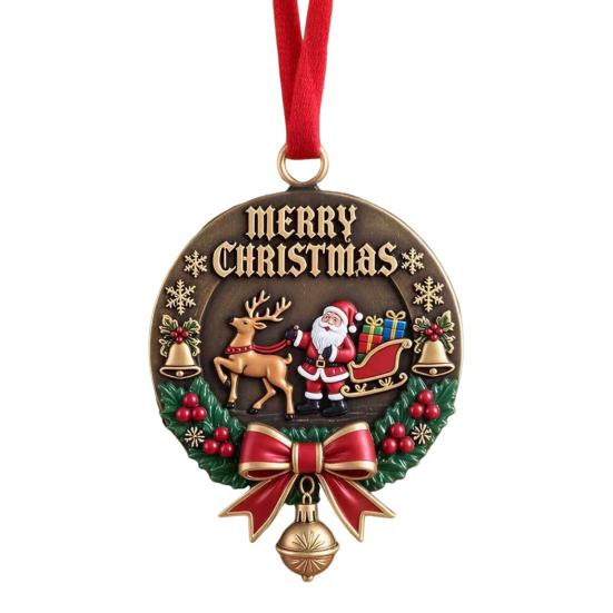 Рождественские украшения Двусторонний акриловый Санта Клаус Колокольчик Подвесной декор для дерева дома магазина Праздничное украшение для праздничной вечеринки