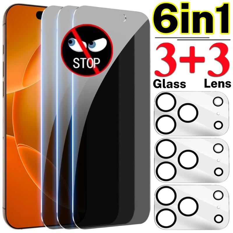 6 in 1 Privacy Tempered Glass for iPhone Duo 18Pro Max Anti-Spy Screen Protector with Camera Lens Film for iPhone 17Air 17Pro2