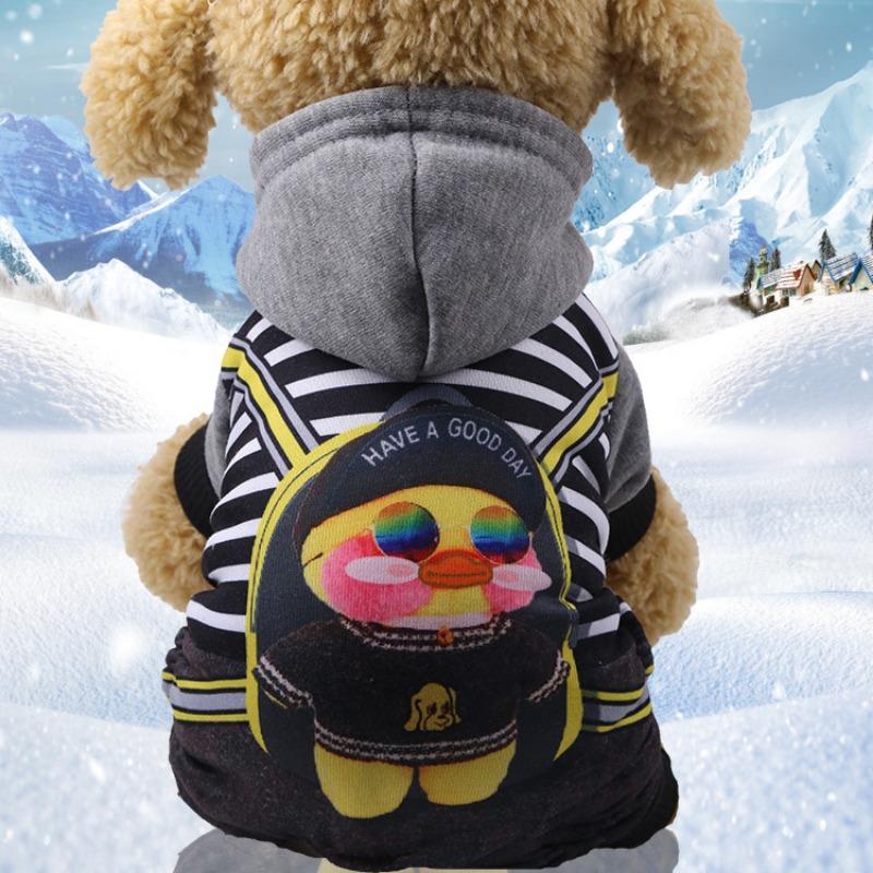 Four-legged Button Dog and Cat Clothing, Pet Supplies, Autumn and Winter Fleece Hoodie
