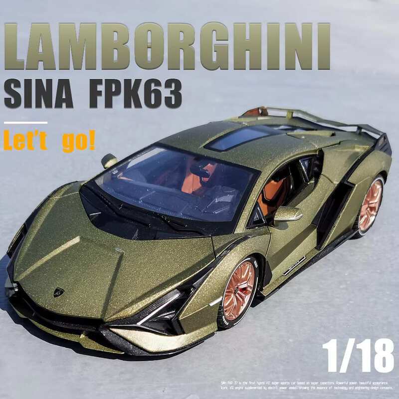 1:18 Lamborghini New Energy Super Sports Car Alloy Die-cast Car Model Sound and Light Series Pull Back Function Children's Toy Boy Birthday Gift