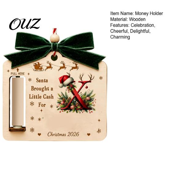 Handmade Wooden Souvenirs for Parties Personalized Letter Christmas Money Holder Cash, Alphabet Hanging Cash Gift Ornaments Classroom Activities