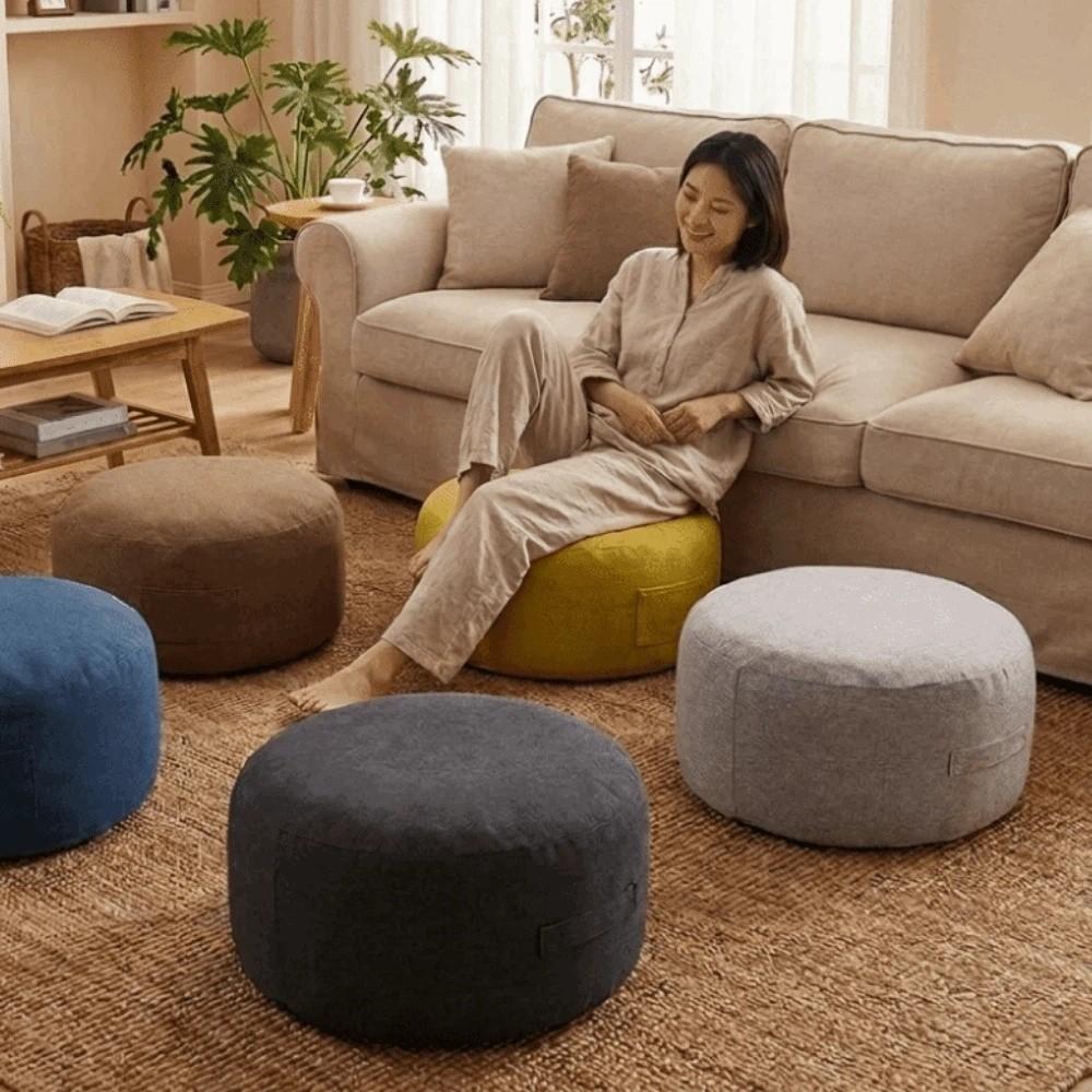 Large Capacity Sofa Stool Cover Round Clothes Storage Bag Storage Leg Bench Living Room Use