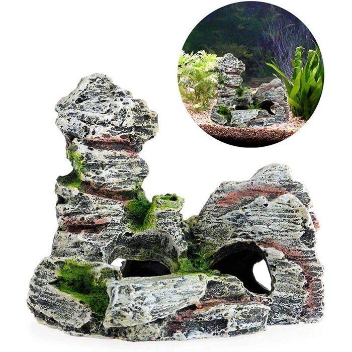 AIMOONSA Décoration aquarium épave de bateau en résine verte — grotte/rocaille décorative