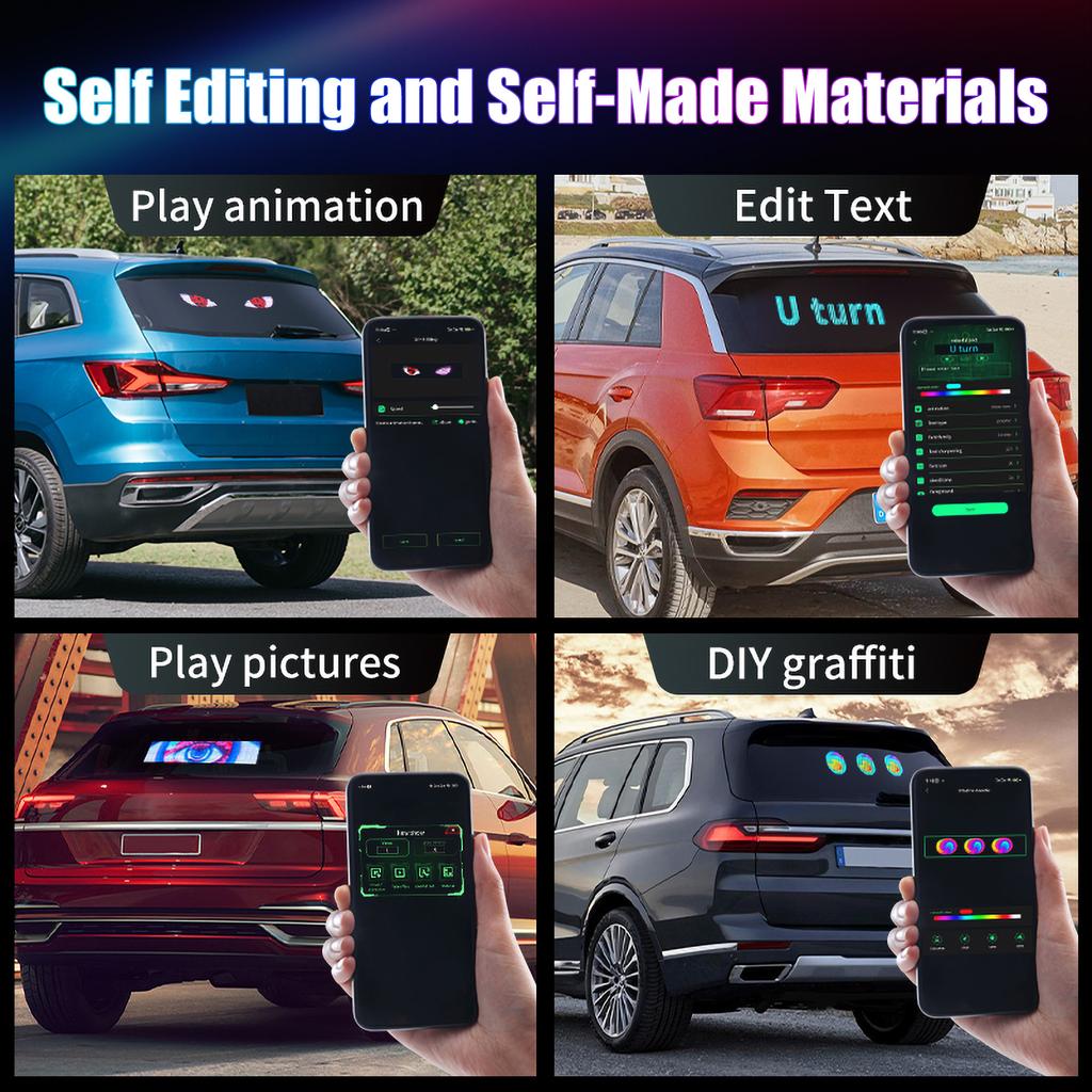 RGB LED Car Sign Animation LED Matrix Pixel Panel DIY Programmable Bluetooth-compatible App Control LED Flexible Display Light