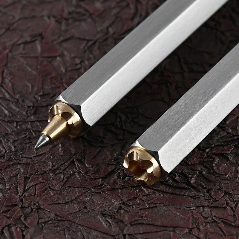 Шестиугольная ручка из нержавеющей стали EDC Ручка для письма Портативная ручка Подарочный многофункциональный инструмент с подарочной коробкой