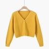 Женский осенний шерстяной кардиган-пальто с V-образным вырезом и высокой талией - Вязаный трикотаж с длинным рукавом