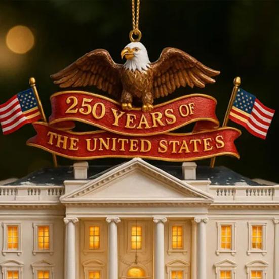 US 250th Anniversary Decoration 250 Years of The United States Commemorative Ornament Keepsake Patriotic Hanging Decoration for Christmas Tree
