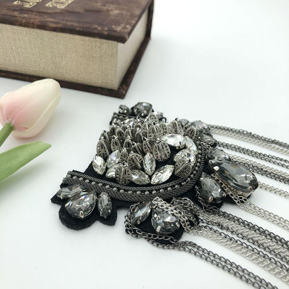 Skull Brooch Shoulder Board Cool Jacket Vintage Brooch Tassel Chain Epaulette  Knight's uniform