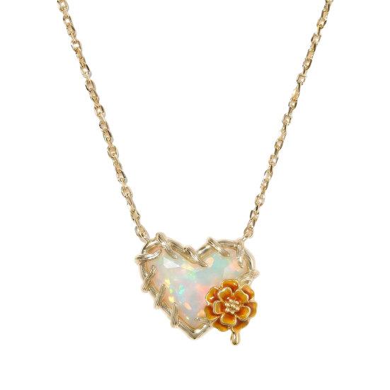 Birthstone Heart Necklace Birth Stone and Flower Pendant Necklace Jan to Dec