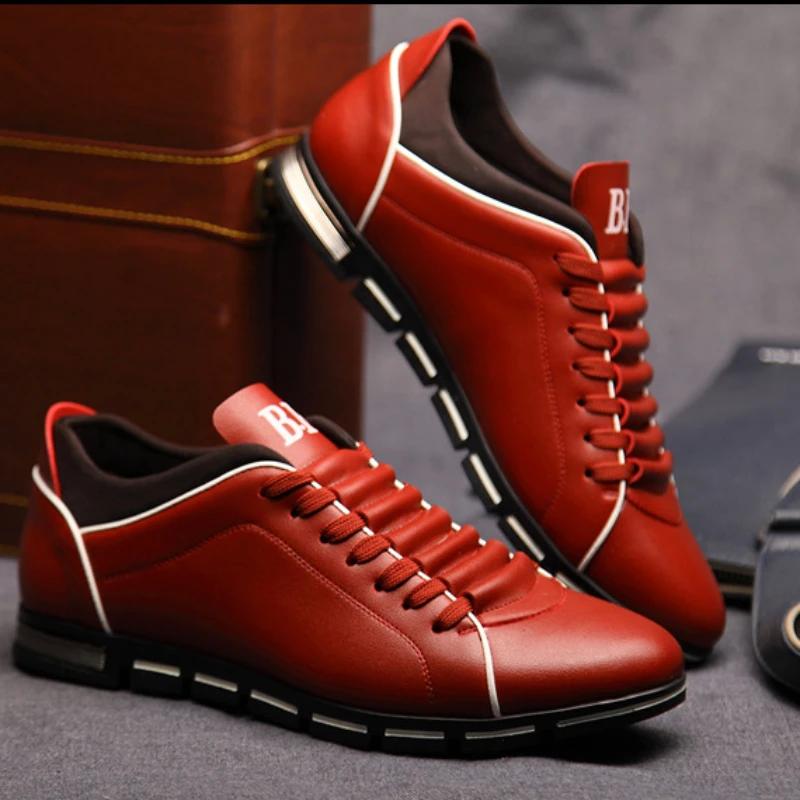 Весенне-осенняя новая мужская обувь, повседневные кроссовки, модная однотонная кожаная обувь, деловая спортивная обувь на плоской подошве с круглым носком, легкая дышащая обувь