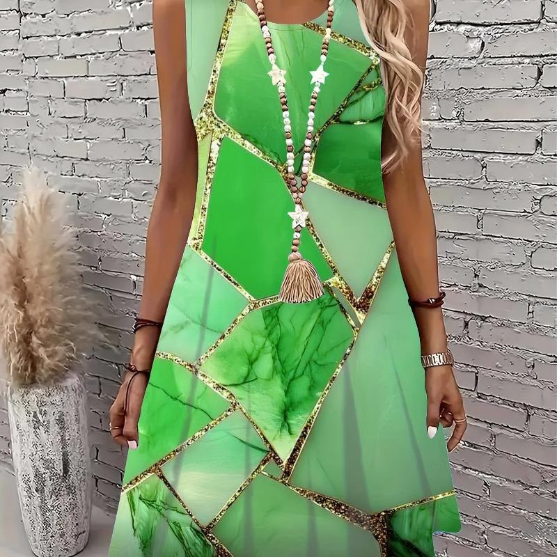 Elegant Women'S Summer Floral Print Sleeveless Dress
