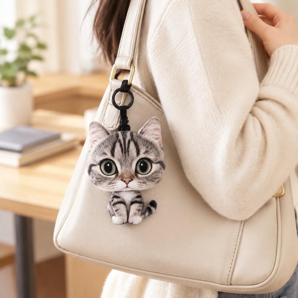 Plush Cat Plush Doll Keychain Cartoon Design Car Key Ring Cute Doll Bag Pendant  Gifts
